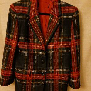 Vintage Ellen Tracy Wool/Cashmere Plaid Blazer Sz 6